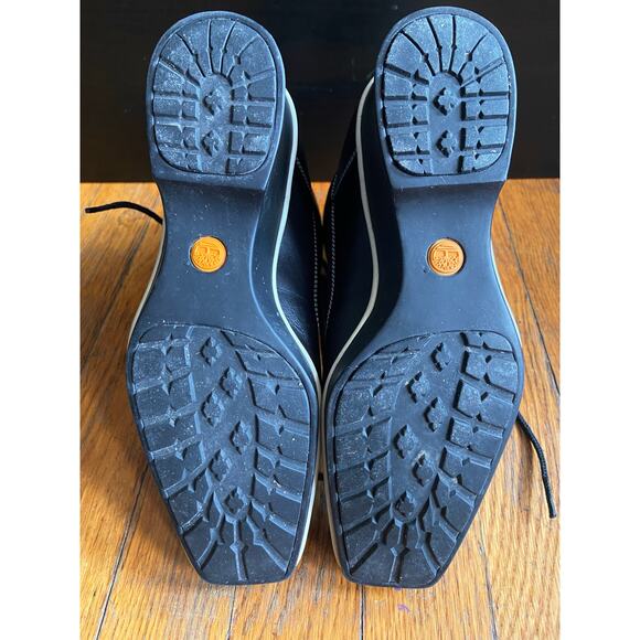 TIMBERLAND Wedge Square Toe Black Ankle Boots sz 5.5 - Picture 10 of 11
